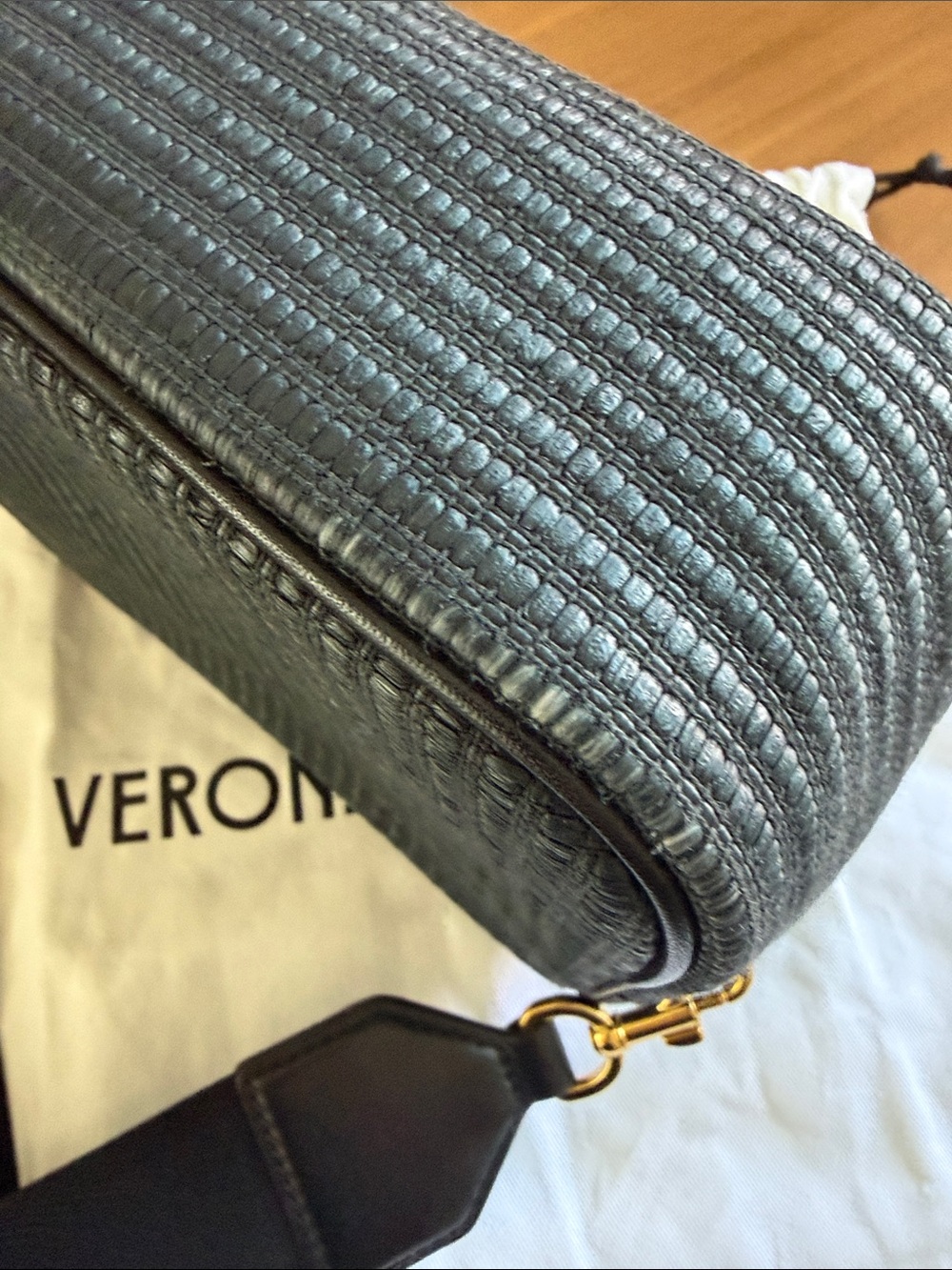 Veronica Beard Black Crossbody Camera Bag with Embossed Crest - Picture 4 of 7